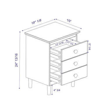Classic 3-Drawer Solid Wood Nightstand - White